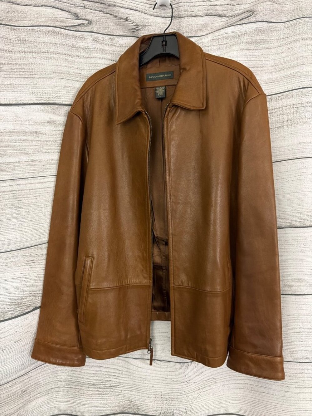 Mens Banana Republic Brown Leather Jacket Size L